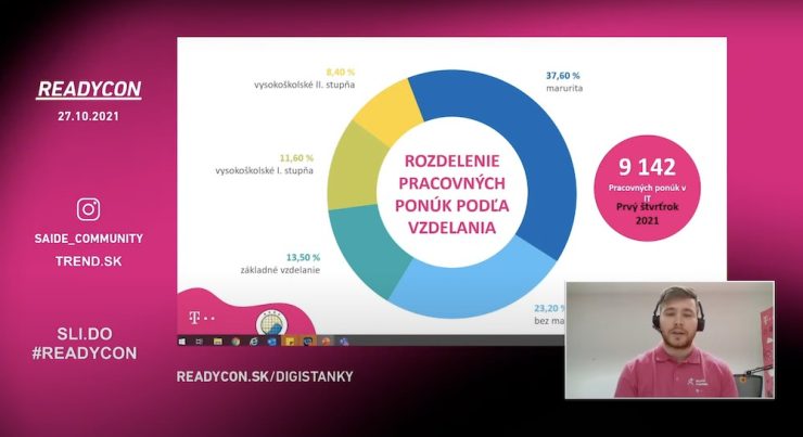 Matúš Čičvara z Deutsche Telekom IT Solutions Slovakia porozprával študentom o možnosti duálneho vzdelávania. Zdroj: SAIDE